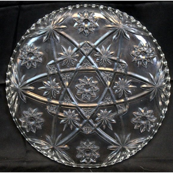Vtg Anchor Hocking Star of David Round Serving Platter Scallop 13" Serving Table - Picture 3 of 5